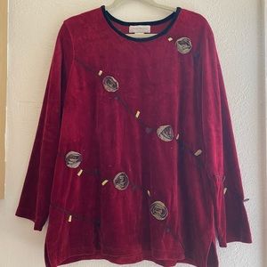 Susan Bristol Women's Velvet Red Top